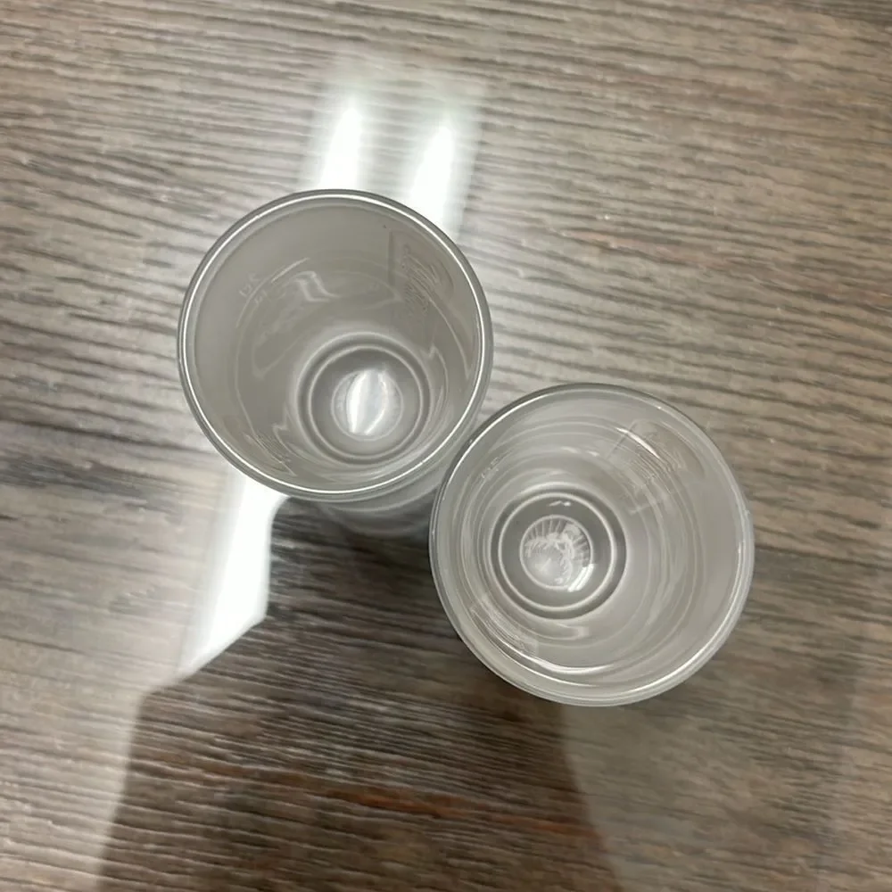 Pair of Embossed Jagermeister Frosted Glass 1 fl. oz Shot Glasses Barware Bar